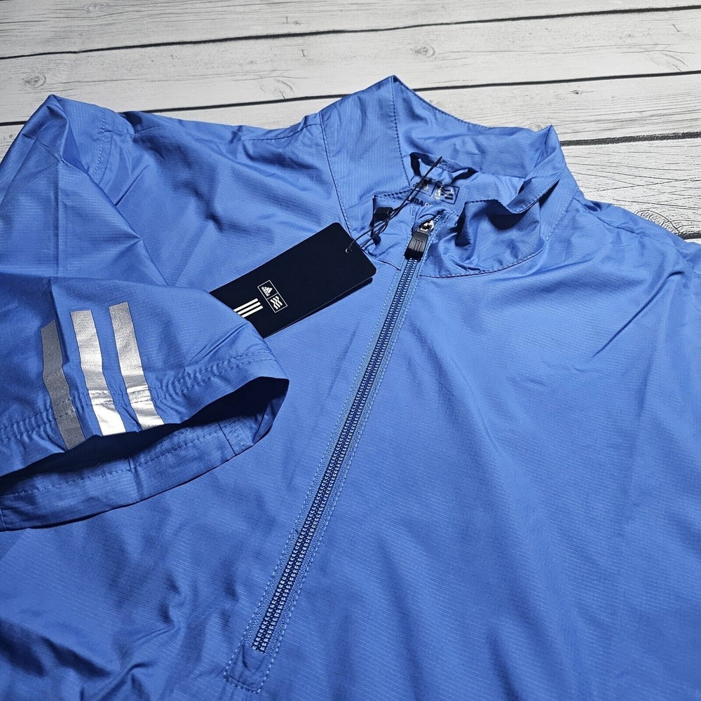 Adidas Golf Men's Climaproof Short Sleeve Zip Vented Wind‎ Shirt Blue Small NWT